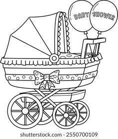 Baby Shower Stroller Isolated Coloring Page