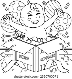 Baby Shower Surprise Box Coloring Page for Kids