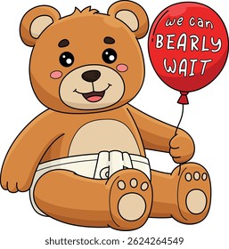Baby Shower Teddy Bear Cartoon Colored Clipart 