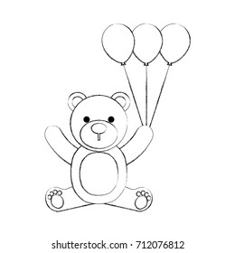 baby shower teddy girl and balloon cute animal