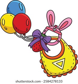 Baby Shower Teether Bib tied to Balloon Clipart