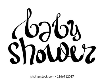 Baby Shower text. Custom lettering  Invitation for baby arrival. Modern calligraphy supplies template.