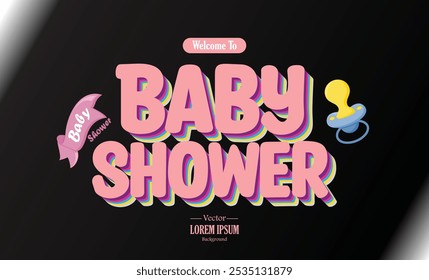 Baby shower text effect on black background