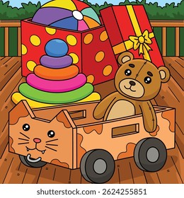 Baby Shower Toys Colored Cartoon Illustration 