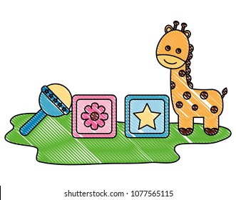 baby shower toys giraffe rattle and cubes