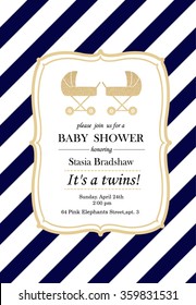 Baby shower twins card. eps 10 