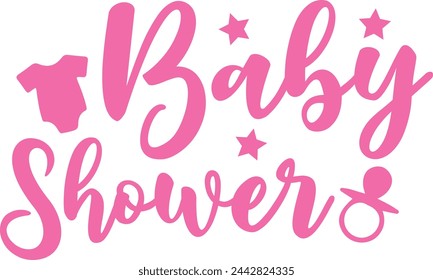 Baby shower typography clip art design on plain white transparent isolated background for card, shirt, hoodie, sweatshirt, apparel, tag, mug, icon, poster or badge