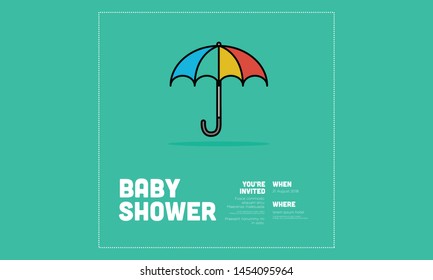 Baby Shower with Umbrella Invitation Design with Where and When Details