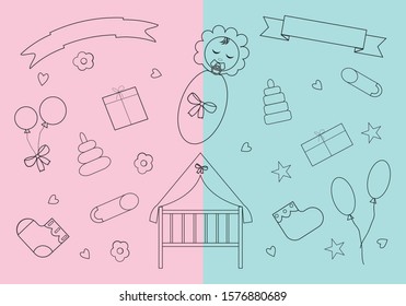 Baby shower. Vector illustration in flat design.