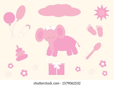 Baby shower. Vector illustration in flat design.