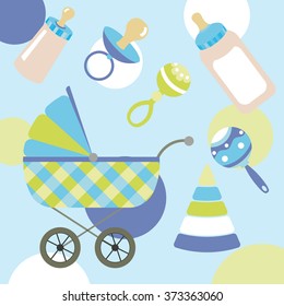 Baby shower vector set of design elements.