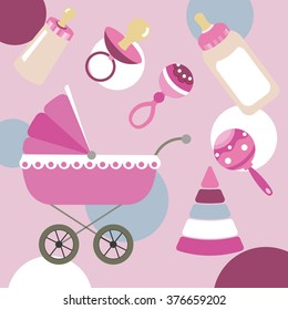 Baby shower vector set of design elements.