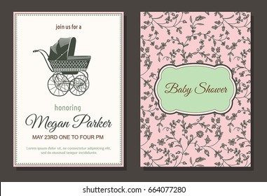 Baby shower vintage invitation card
