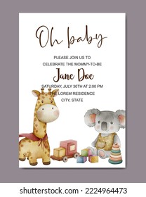 baby shower watercolor invitation card background template