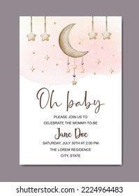 baby shower watercolor invitation card template background