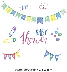 Baby shower watercolor set 