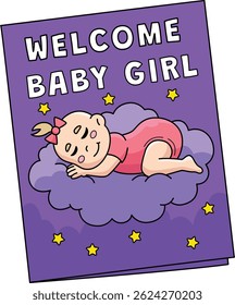 Baby Shower Welcome Baby Girl Cartoon Clipart 