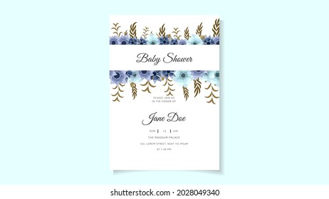 baby shower welcome greeting card, invitation to the party for childbirth in colorful floral background theme with lovely pretty flowers, branches leaves vector illustration. Gender neutral