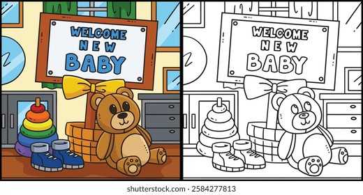 Baby Shower Welcome New Baby Greeting Illustration