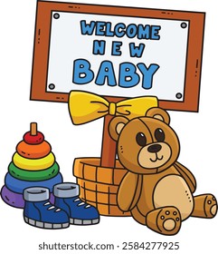 Baby Shower Welcome New Baby Greeting Clipart 