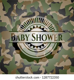 Baby Shower written on a camo texture