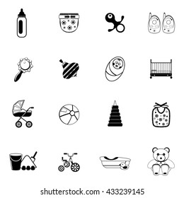 Baby sign icon vector set. Solid black