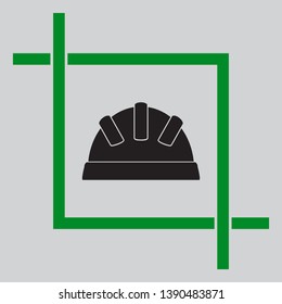 Baby sign illustration. Black icon inside green crop tool at light gray background
