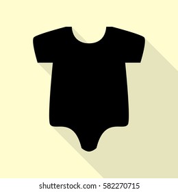 Baby sign illustration. Black icon with flat style shadow path on cream background.