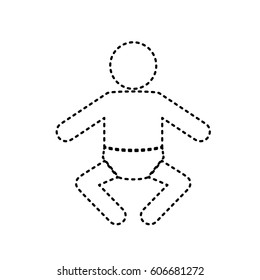 Baby sign illustration. Vector. Black dashed icon on white background. Isolated.