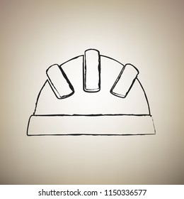 Baby sign illustration. Vector. Brush drawed black icon at light brown background.