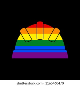 Baby sign illustration. Vector. Icon with colors of LGBT flag at black background.