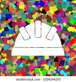 Baby sign illustration. Vector. White icon on colorful background with seamless pattern from squares.