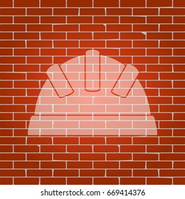 Baby sign illustration. Vector. Whitish icon on brick wall as background.