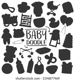 Baby Silhouette Clip Art Vector Icons Silhouette