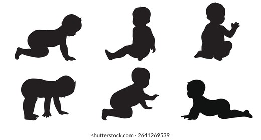 Baby Silhouette Collection . Precious Moments Baby's First Year  . Tiny Treasures .  eps 10