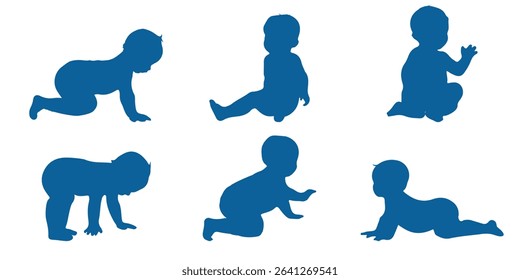Baby Silhouette Collection . Precious Moments Baby's First Year  . Tiny Treasures .  eps 10