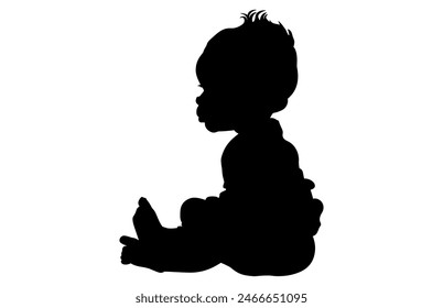 baby silhouette isolated on white background, Silhouette of baby, Nine Month Old Sitting Baby