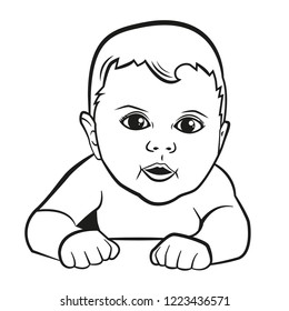 Baby silhouette. Simple vector illustration of a newborn. 