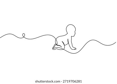 Silhueta de bebê em uma única linha contínua desenho estilo ilustração vetor minimalista
