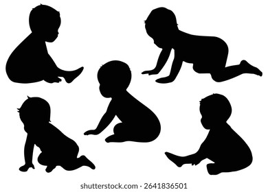 baby silhouette. Baby Vector Silhouette.