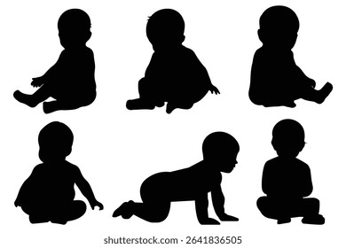baby silhouette. Baby Vector Silhouette.