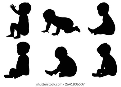 baby silhouette. Baby Vector Silhouette.