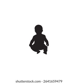 Baby silhouette vector illustration depicting infant development crawling and sitting phase