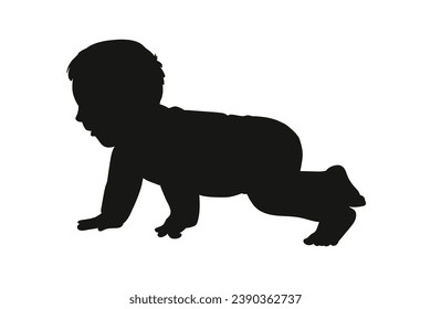 Baby silhouette. Vector silhouette of Baby on white background. black Baby isolated on white background. cutout Baby. hand drawn infant design. vector illustration.