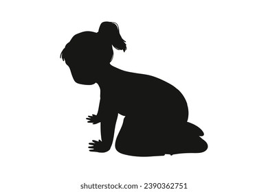 Baby silhouette. Vector silhouette of Baby on white background. black Baby isolated on white background. cutout Baby. hand drawn infant design. vector illustration.