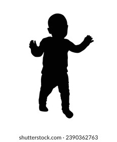 Baby silhouette. Vector silhouette of Baby on white background. black Baby isolated on white background. cutout Baby. hand drawn infant design. vector illustration.