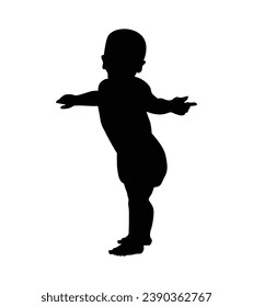 Baby silhouette. Vector silhouette of Baby on white background. black Baby isolated on white background. cutout Baby. hand drawn infant design. vector illustration.