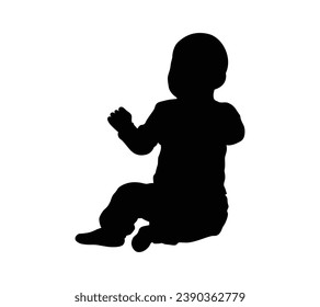 Baby silhouette. Vector silhouette of Baby on white background. black Baby isolated on white background. cutout Baby. hand drawn infant design. vector illustration.