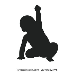 Baby silhouette. Vector silhouette of Baby on white background. black Baby isolated on white background. cutout Baby. hand drawn infant design. vector illustration.