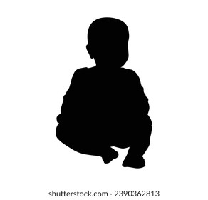 Baby silhouette. Vector silhouette of Baby on white background. black Baby isolated on white background. cutout Baby. hand drawn infant design. vector illustration.